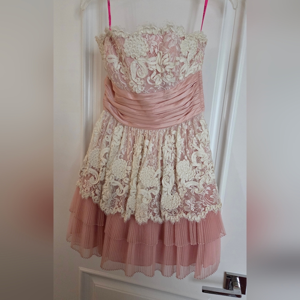 Elegant Pink and Cream Ladies Dress